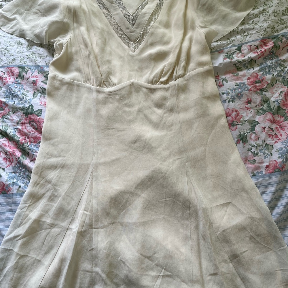 Reformation Cream Chemise with Delicate Floral Pattern